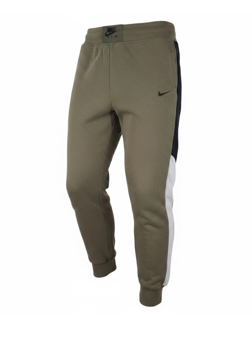 Nike Olive Green Joggers with Black and White Side Panels